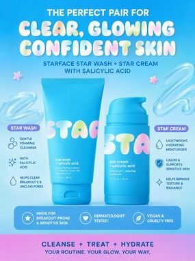 Starface Star Wash + Star Cream Skincare Duo - Blue